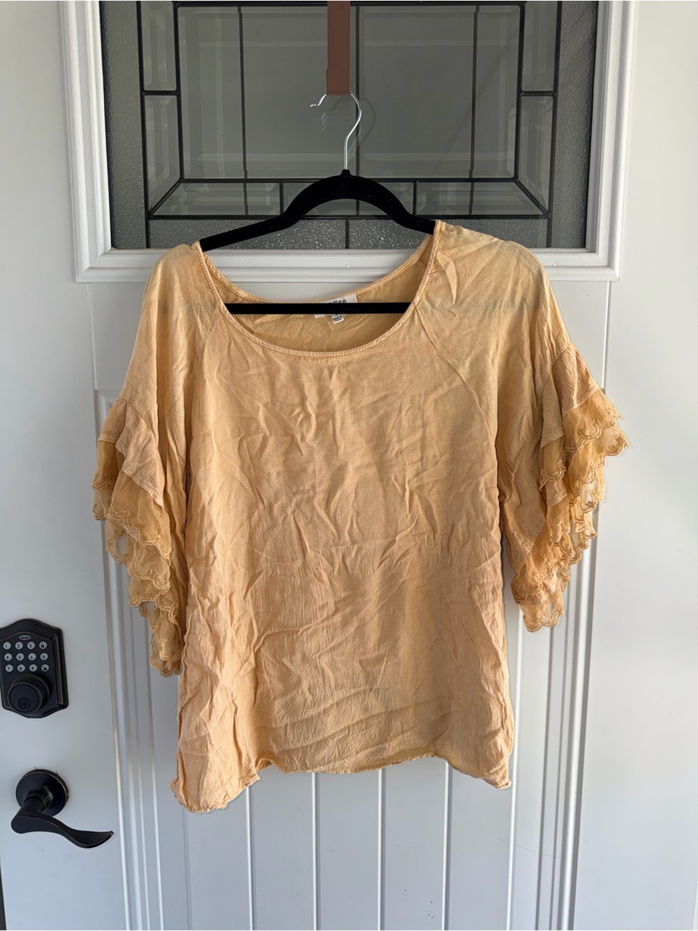 Umgee Peach Ruffle Sleeve Blouse
